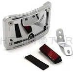 Htt Motorcycle Chrome Laydown Curved License Plate Bracket Tag Holder w/ Mount Kit for Harley Davidson 2005-2007 Softail Springer Classic FLSTSC