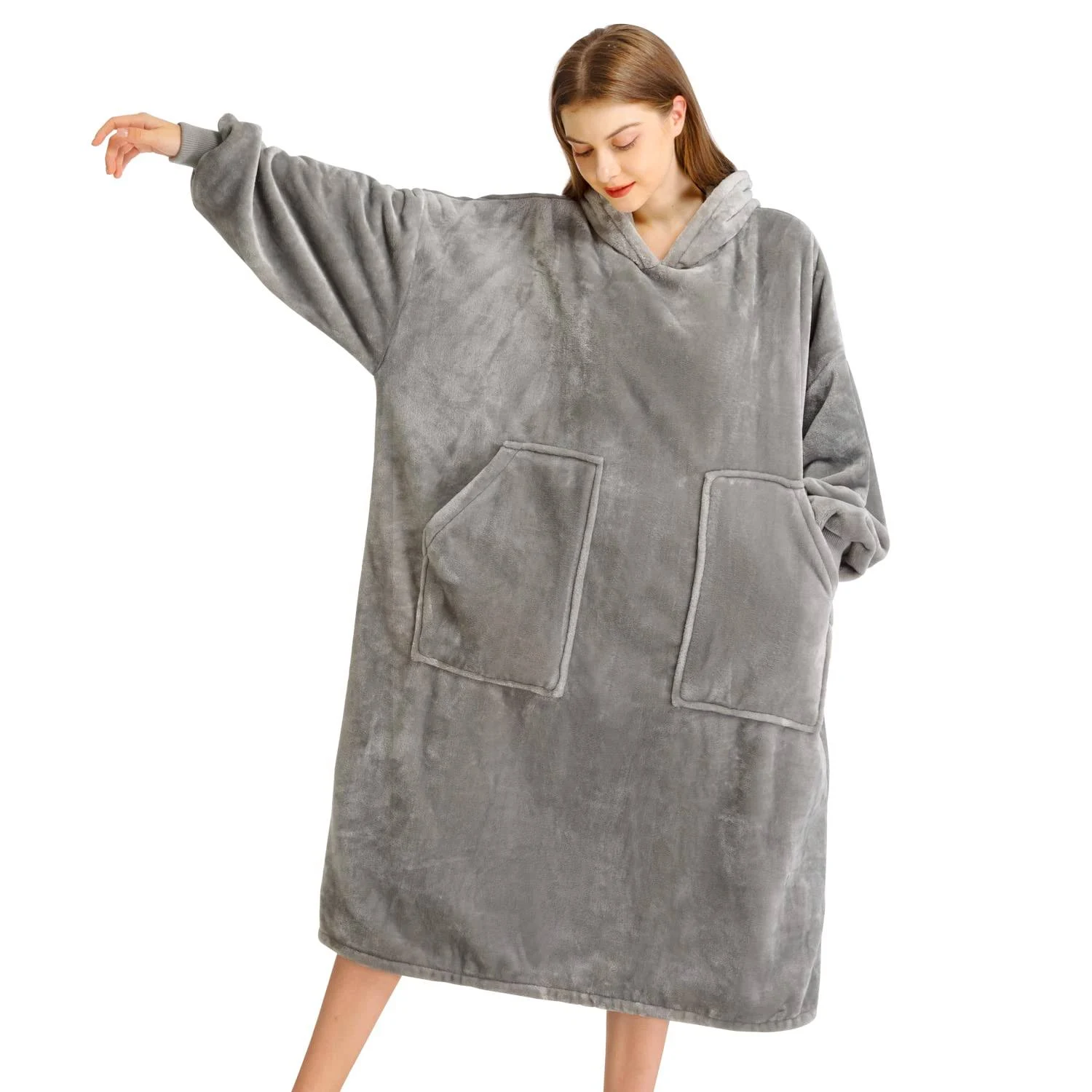 Kipswiza Blanket Hoodie - Wearable Blankets Oversized Cozy Flannel Sweatshirt Blanket as Gifts for Adult Women Men