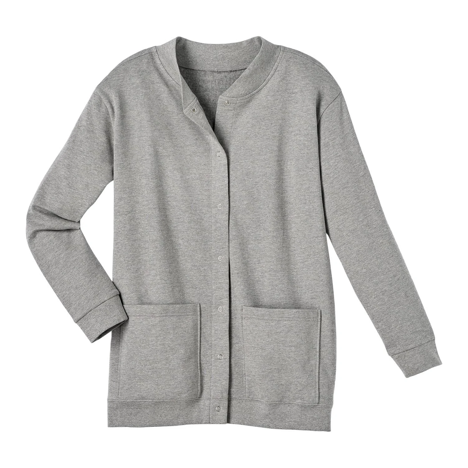 Catalog Classics Snap-Front Fleece Cardigan - Gray - 3X