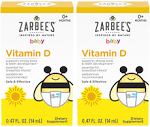 Zarbee's Vitamin D Drops for Infants, 400IU (10mcg) Baby & Toddler Liquid Supplement, Newborn & Up, Dropper Syringe Included, Pack of 2 0.47 fl oz