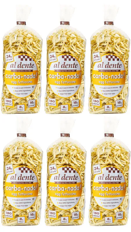 Carba-Nada Reduced Carb Pasta by Al Dente Pasta Company - Egg Fettuccine (10 oz) Size: 6-Pack