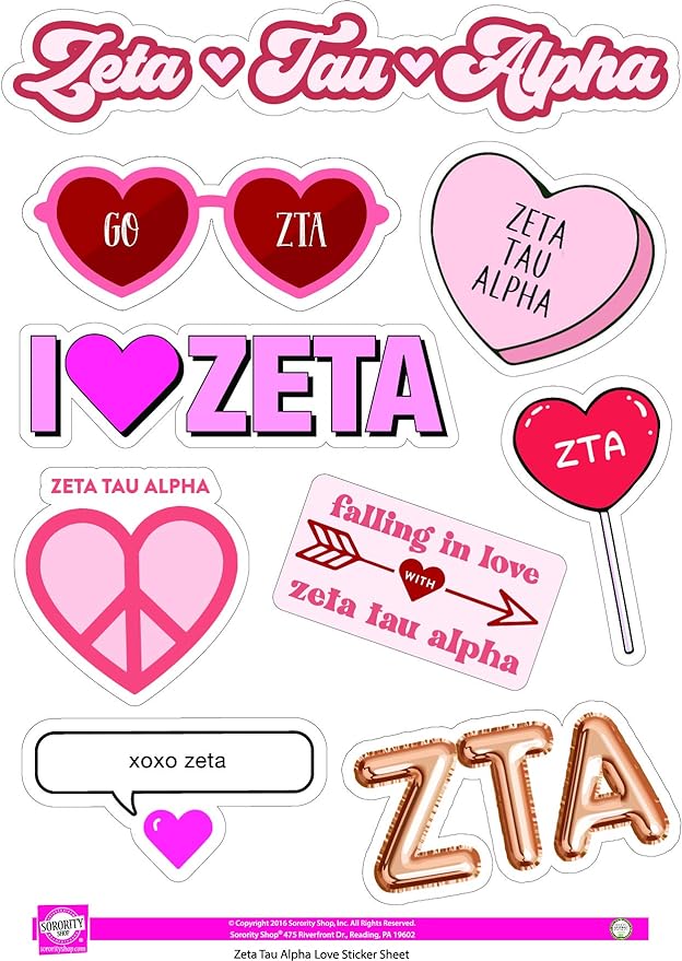 Zeta Tau Alpha- Sticker Sheet- Love Theme