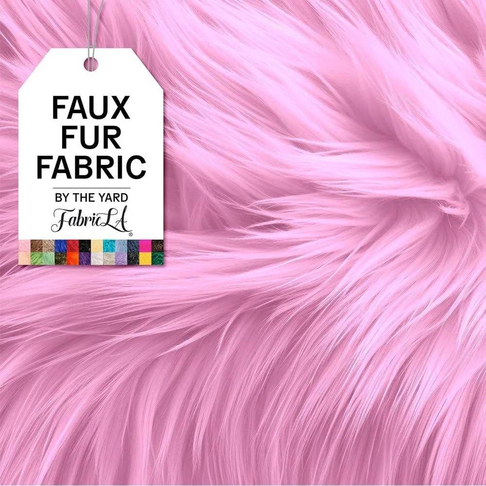 Faux Fur Fabric by The Yard - Artificial Craft Fur - 36" X 60" Inch Wide - Fur Fabric for Craft Supply, DIY Furry Plush Projects, Sewing, Material, Decoration, Upholstery, Baby Pink, 1 Yard