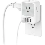 TESSAN 4 Electrical Outlet Extender Surge Protector with 3 USB Wall Charger