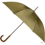 Totes Recycled Wooden Stick Umbrella with Auto Open Technology Olive One Size