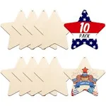 Large Size 7" Wooden Star Ornaments to Paint, DIY Blank Unfinished Wood Ornament for Crafts Hanging Decorations,Halloween Christmas Thanksgiving Flag Day Decorations Gifts