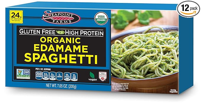 Seapoint Farms Organic Edamame Spaghetti, Healthy Gluten-Free Noodles, 12-Pack