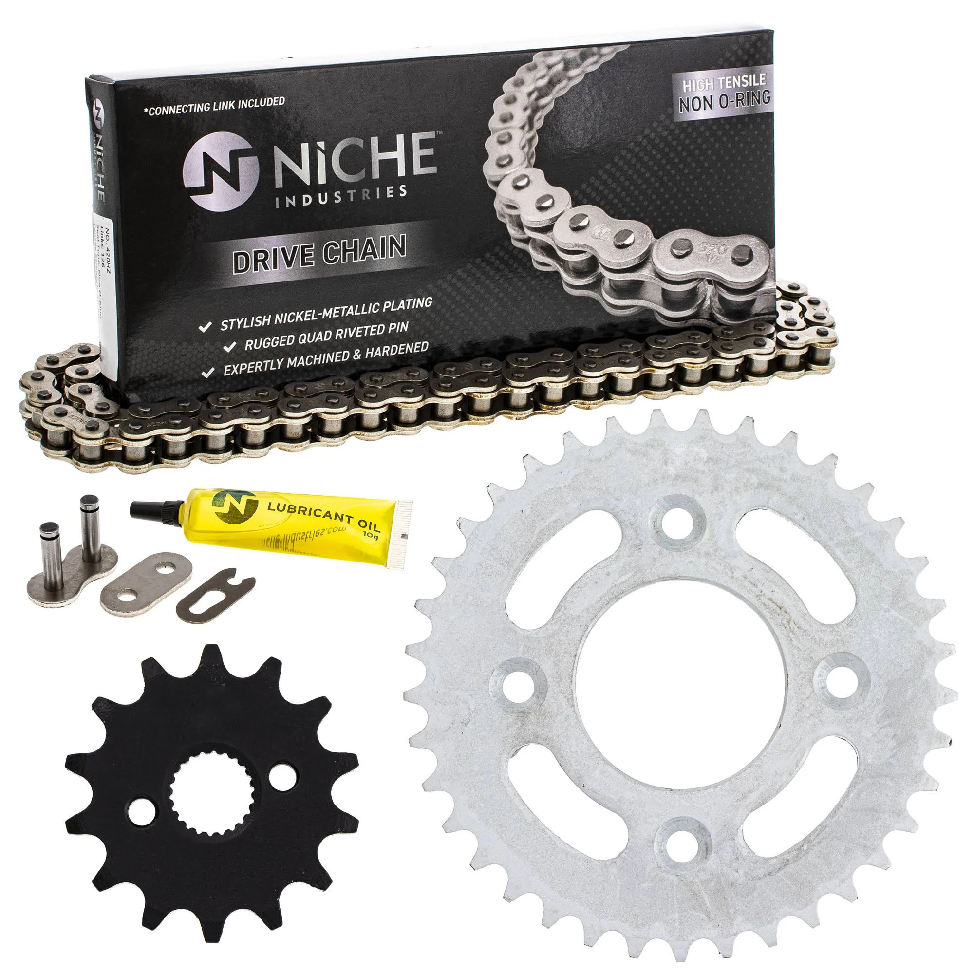 NICHE Drive Sprocket Chain Combo for Honda CRF50F XR50R Front 14 Rear 37 Tooth 420HZ Standard 76 Links