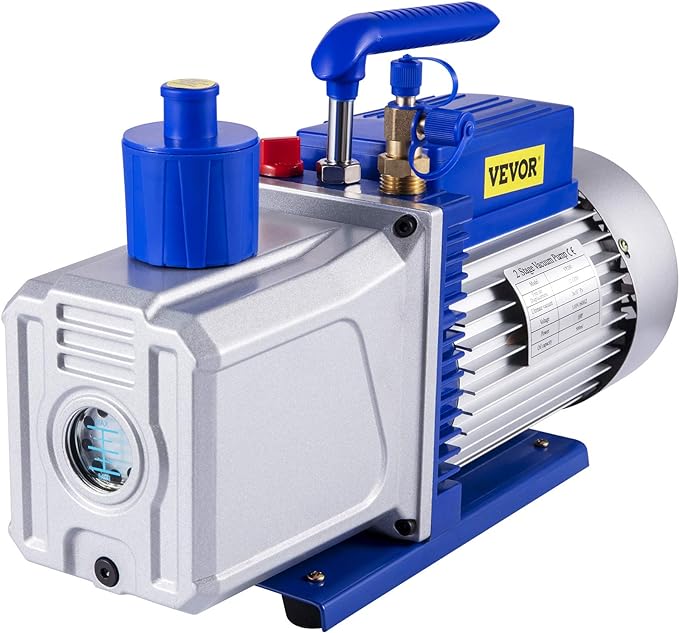 VEVOR Vacuum Pump 12 CFM 1 HP Double Stage Air Conditioning Vacuum Pump 110V Ultimate Vacuum Refrigerant HVAC Air Tool for Automobile Reparation Vacuum Evacuation