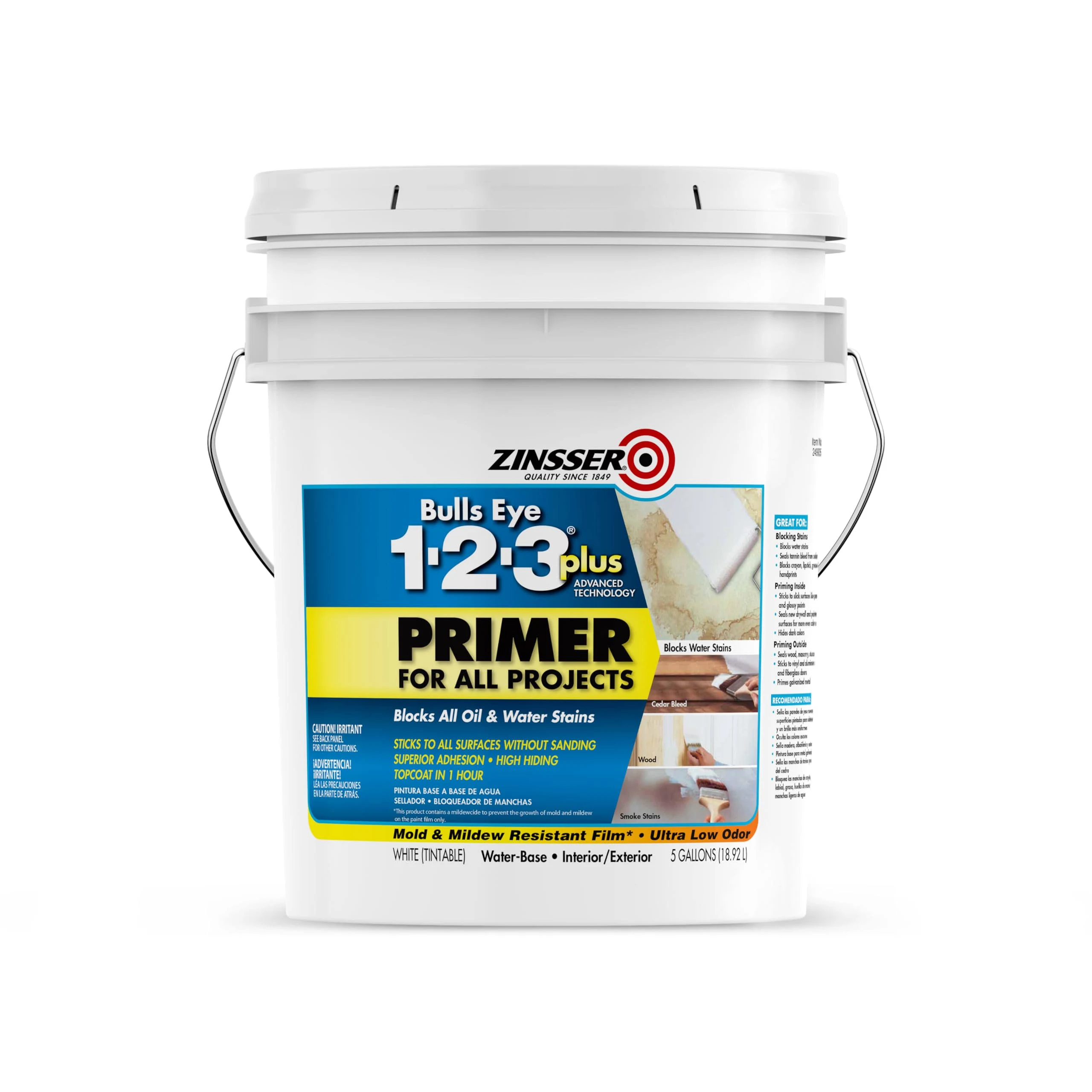 Zinsser 249935 5 Gal Bulls Eye 1-2-3 Plus Primer - White