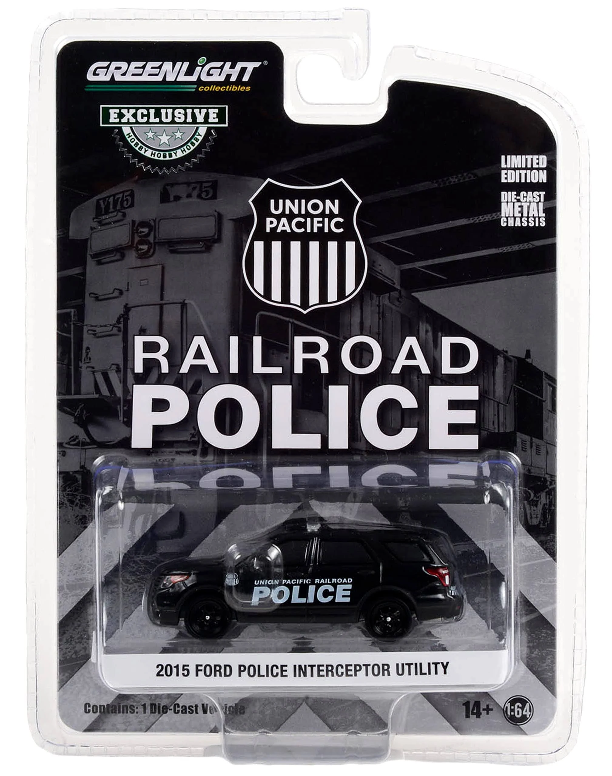 2015 Police Interceptor Utility Black Union Pacific Railroad Police Hobby Exclusive Series 1/64 Diecast Model Car by Greenlight 30386