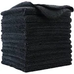 POLYTE Premium Microfiber Cleaning Cloth,12 x 12 in, 12 Pack (Black)