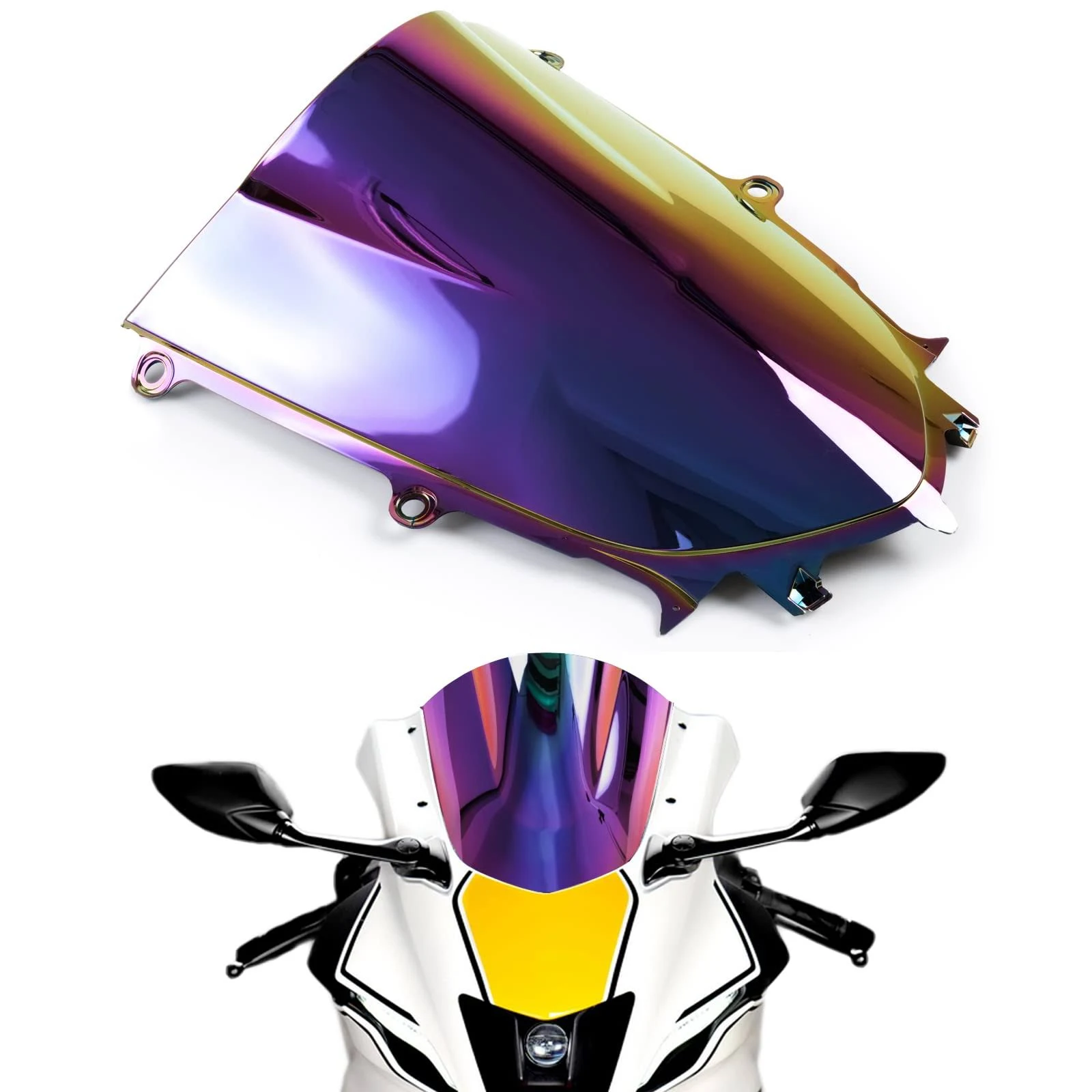 Windshield Fit for Yamaha YZF R6 2017 2018 2019 R7 2021 2022 Motorcycle Windscreen Wind Deflector - Black