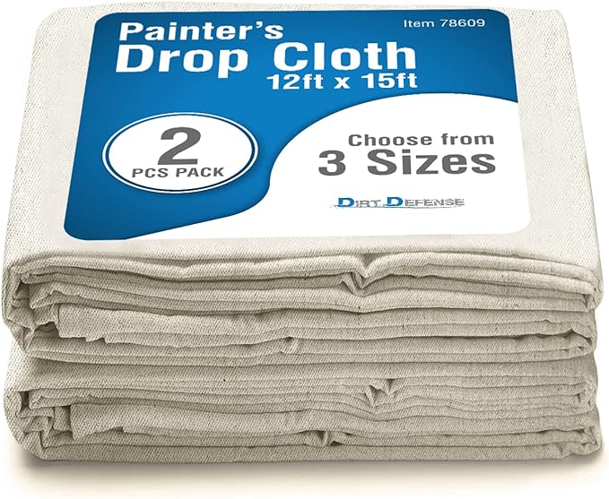 Dirt Defense Canvas Drop Cloth Cotton Tarp Large Canvas Tarp for Art Supplies ...