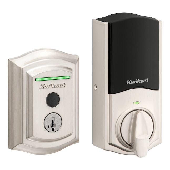 Kwikset Halo Fingerprint Wi-Fi Smart Door Lock, Keyless Touch Entry Electronic Traditional Deadbolt, No Hub Required App Remote Control, With SmartKey Re-Key Security, Satin Nickel