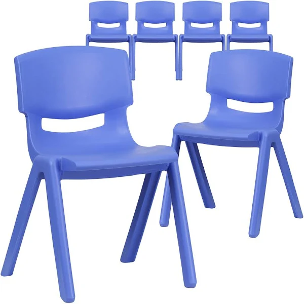 Flash Furniture 6 Pk. Blue Plastic Stackable School Chair with 13.25'' Seat Height