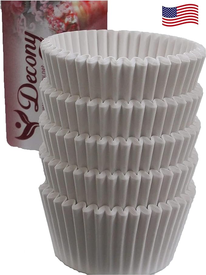 Decony White Standard Size Cupcake Paper Baking Cup Liners- 2'' x 1-1/4=4.5 -appx ...