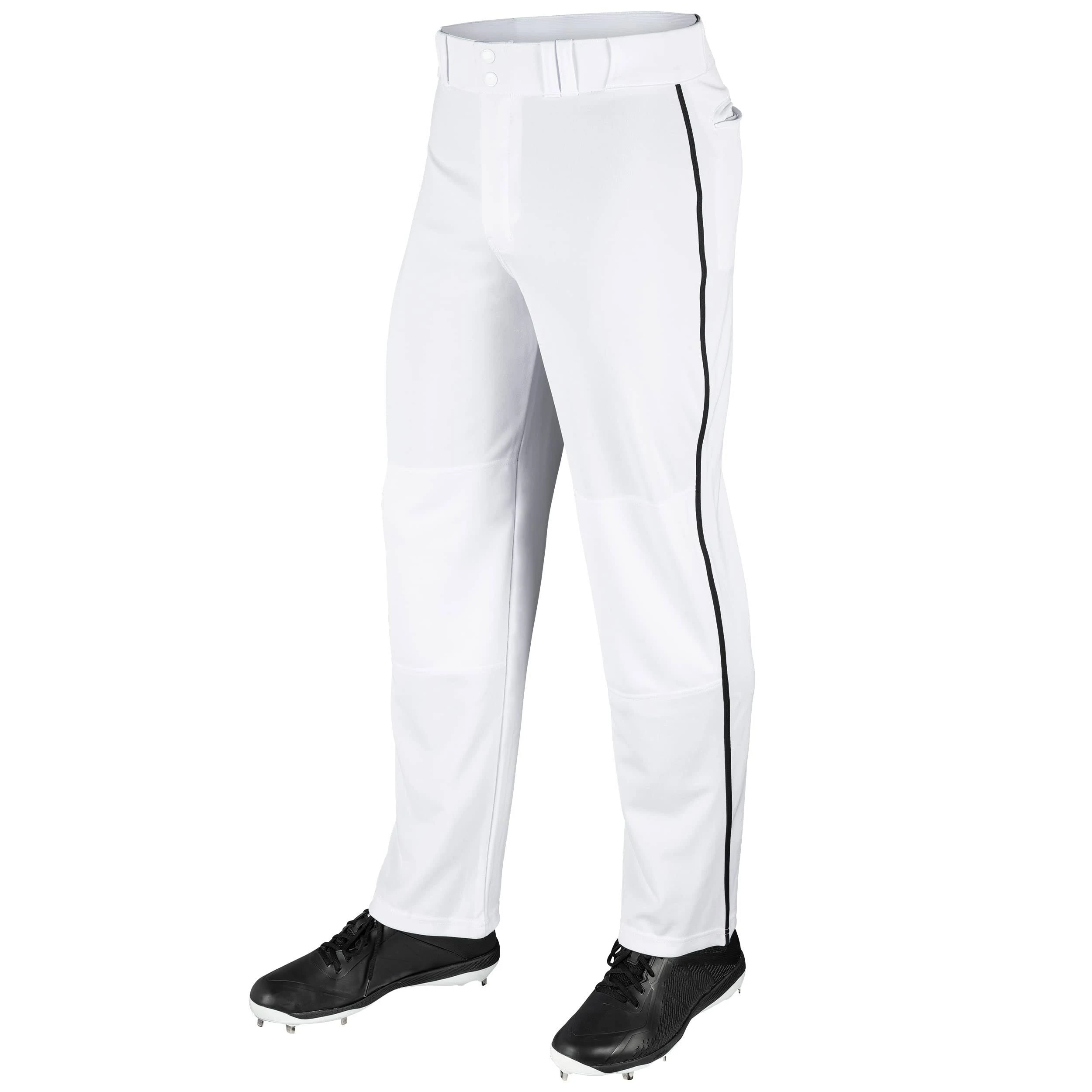 CHAMPRO Triple Crown Open Bottom Baseball Pants Youth Sz M -White w/Black Piping