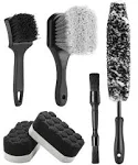 6pcs Car Wheel Cleaning Pro Kit Tire Brush Softbristled Rims Brush Microfiber Be