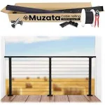 Muzata Complete Set Cable Railing System 36' Black Stainless Steel Cable Railing Post with Cable Rail Handrail Super Easy Length Adjustable