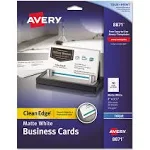 True Print Clean Edge Business Cards, Inkjet, 2 x 3 1/2, White, 200/Pack