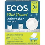 ECOS Dishwasher Detergent Sheets with Rinse Aid, Plastic-Free Packaging, 45ct, Liquidless