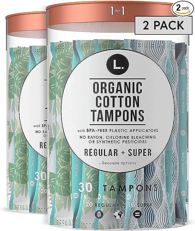 L. Organic Cotton Regular Absorbency Compact Tampons 30 Count