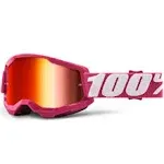 100% Strata 2 Black Silver Mirror Lens Goggles