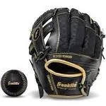 Franklin Sports 9.5" Teeball Recreational Glove Black/Graphite/White Left Handed Thrower with Ball