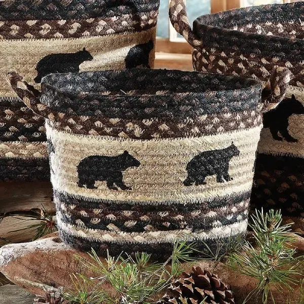 Black Forest Decor Black Bear Braided Utility Basket