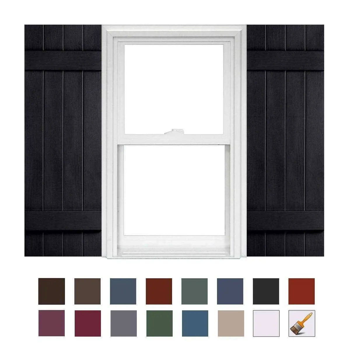 Board and Batten Joined Vinyl Shutters 14-1/2 inch x 31 inch - 050 Black by Homeside