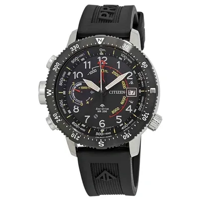 Citizen Men's Eco-Drive Promaster Land Altichron Watch in Stainless Steel with Black Polyurethane Strap, Black Dial (Model: BN5058-07E)