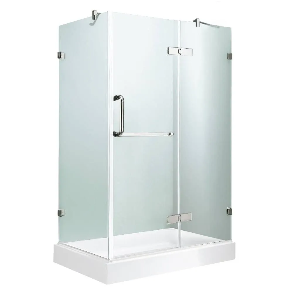 VIGO Monteray 2-Piece 40-in W x 32-in L x 79-in H Rectangular Corner Shower Kit (Right Drain) with Base and Door Included Chrome Hardware Included Lowes.com