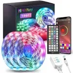 Nexillumi 100ft Waterproof LED Strip Lights with Remote, SMD 5050 Color Changing Music Sync App Control LED Lights for Bedroom, Living Room, Dorms, Room Decor(Strip Lights 50ft x 2)