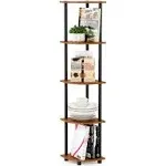 Furinno Turn-N-Tube 5 Tier Corner Display Rack Multipurpose Shelving Unit, Light Cherry/Black