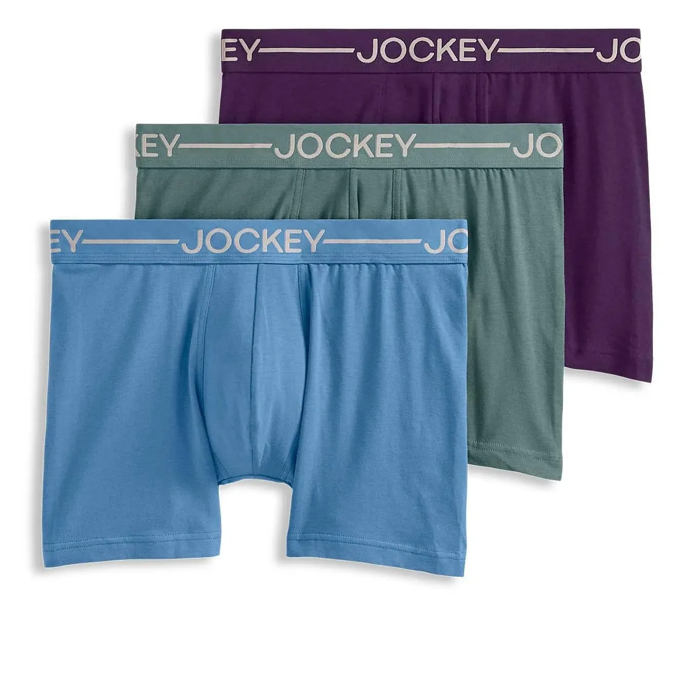 Jockey Men's Organic Cotton Stretch 4" Trunk - 3 Pack S Winter Blue/Aged Spruce ...