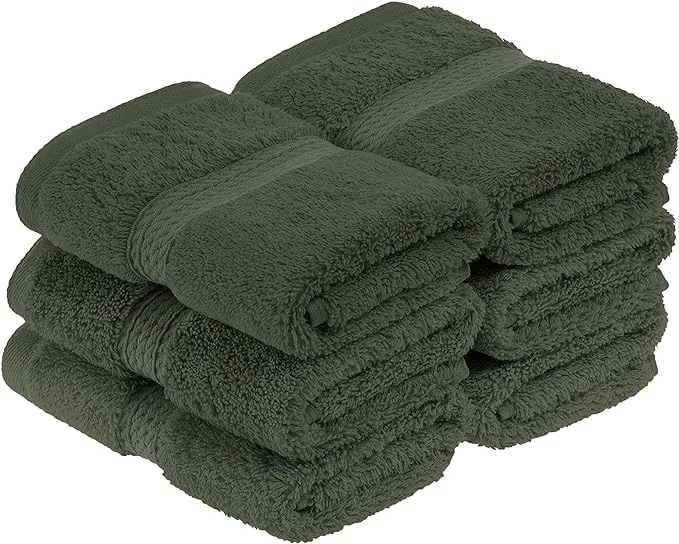 Superior Egyptian Cotton Pile Face Towel/Washcloth Set of 6, Ultra Soft Luxury Towels, Thick Plush Essentials, Absorbent Heavyweight, Guest Bath, Hotel, Spa, Home Bathroom, Shower Basics, Teal