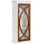 Kate and Laurel Quinlan Decorative Wood Wall Cabinet, 12x8x28, White and Walnut Brown