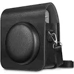 Fintie Protective Case Compatible with Fujifilm Instax Mini 90 Neo Classic Instant Film Camera - Premium Vegan Leather Bag Cover with Removable Strap, Vintage Black