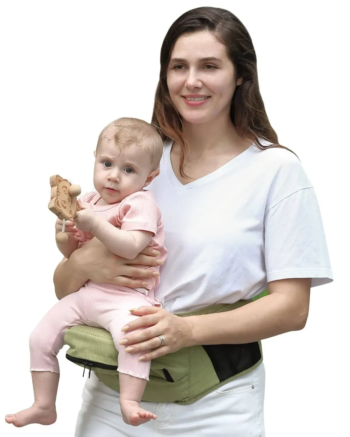 Baby Hip Seat Carrier, Stylish Hip Seat Baby Carrier for Newborns to 8-66 lbs Toddlers, Various Pockets, Adjustable Waistband, Ergonomic Non-Slip Toddler Carrier for Breastfeeding & On-The-Go (Khaki)