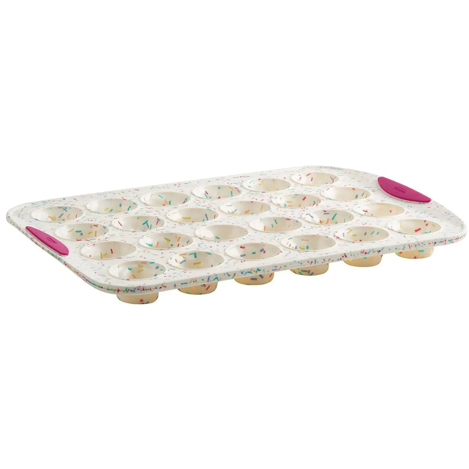 Trudeau Structure Silicone 24 Cavity Mini Muffin Pan, Confetti/Fuchs<wbr/>ia