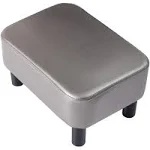 IBUYKE 16.54" Small Footstool, PU Faux Leather Step Stool, with Padded Seat Pine Wood Legs and Padded Rectangular Stool, for Bedroom, Gray RF-BD211