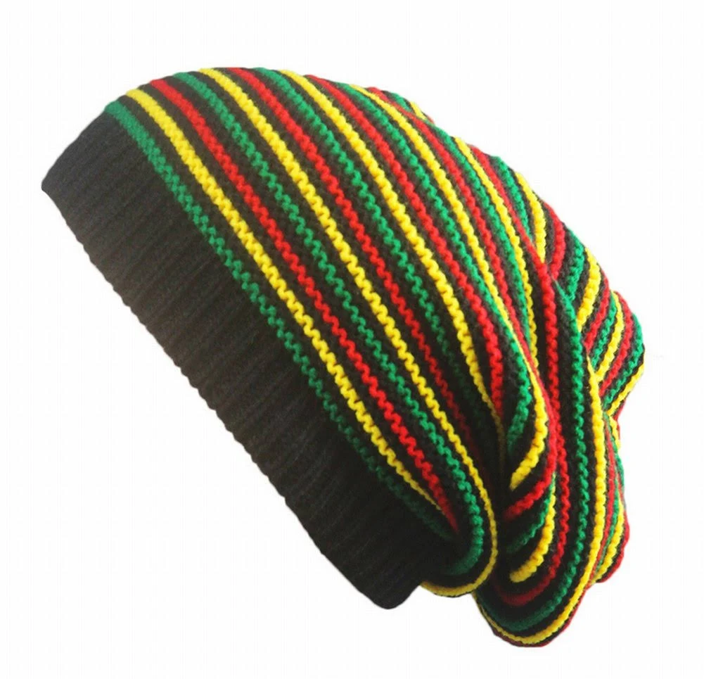 Rasta Hat For Dreadlocks.Slouchy Bob Marley Hat With Rasta Stripes. Dreadlock Accessories Mens Tams Slouch Beanie Hat. RH71.