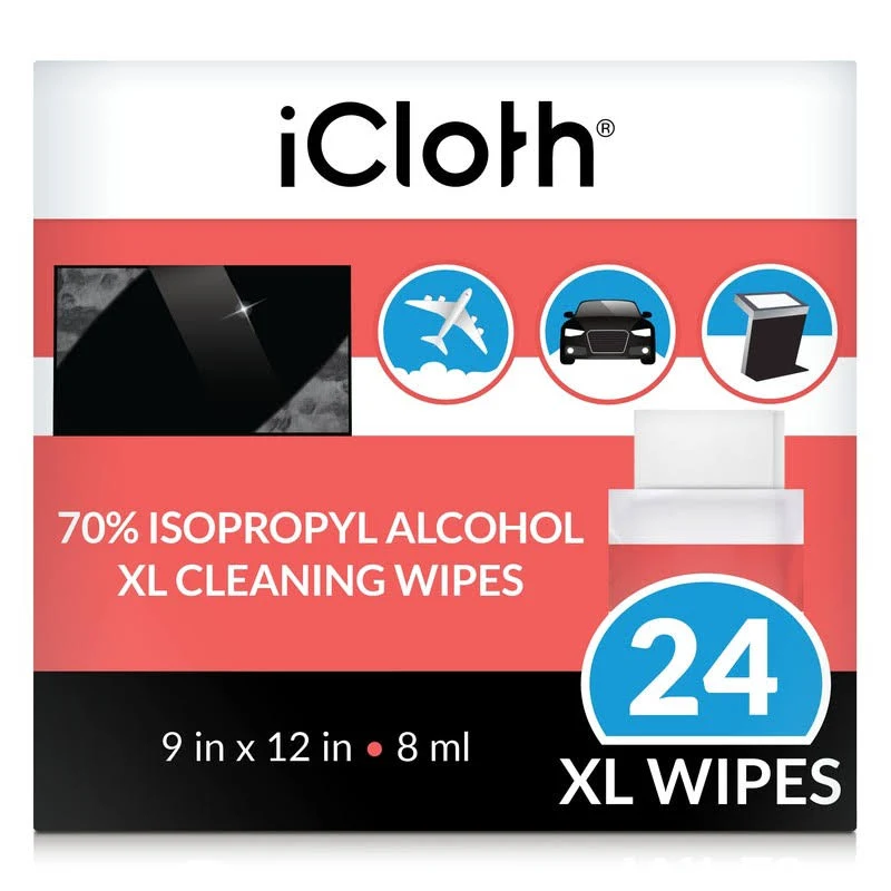 iCloth 70% IPA Computer and Electronics Cleaning Wipes for Screens, Keyboards, Controllers, Periferals, Pro-AV-Grade, Individually Wrapped (24 X-Large)