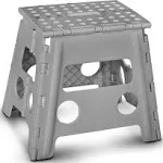 Handy Laundry Folding Lightweight Step Stool is Sturdy Enough to Support Adults and Safe Enough for Kids. Opens Easy with One Flip. Great for Kitchen, Bathroom or Bedroom. (Grey | 2-Pack)