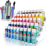 Paint Organizer & Paint Brush Holder Set. 6 Support Bead Options. Thick, Durable, Crystal-Clear Acrylic with Diamond-Polish Finish. Paint Stand is a Perfect Paint Storage Organizer. CB