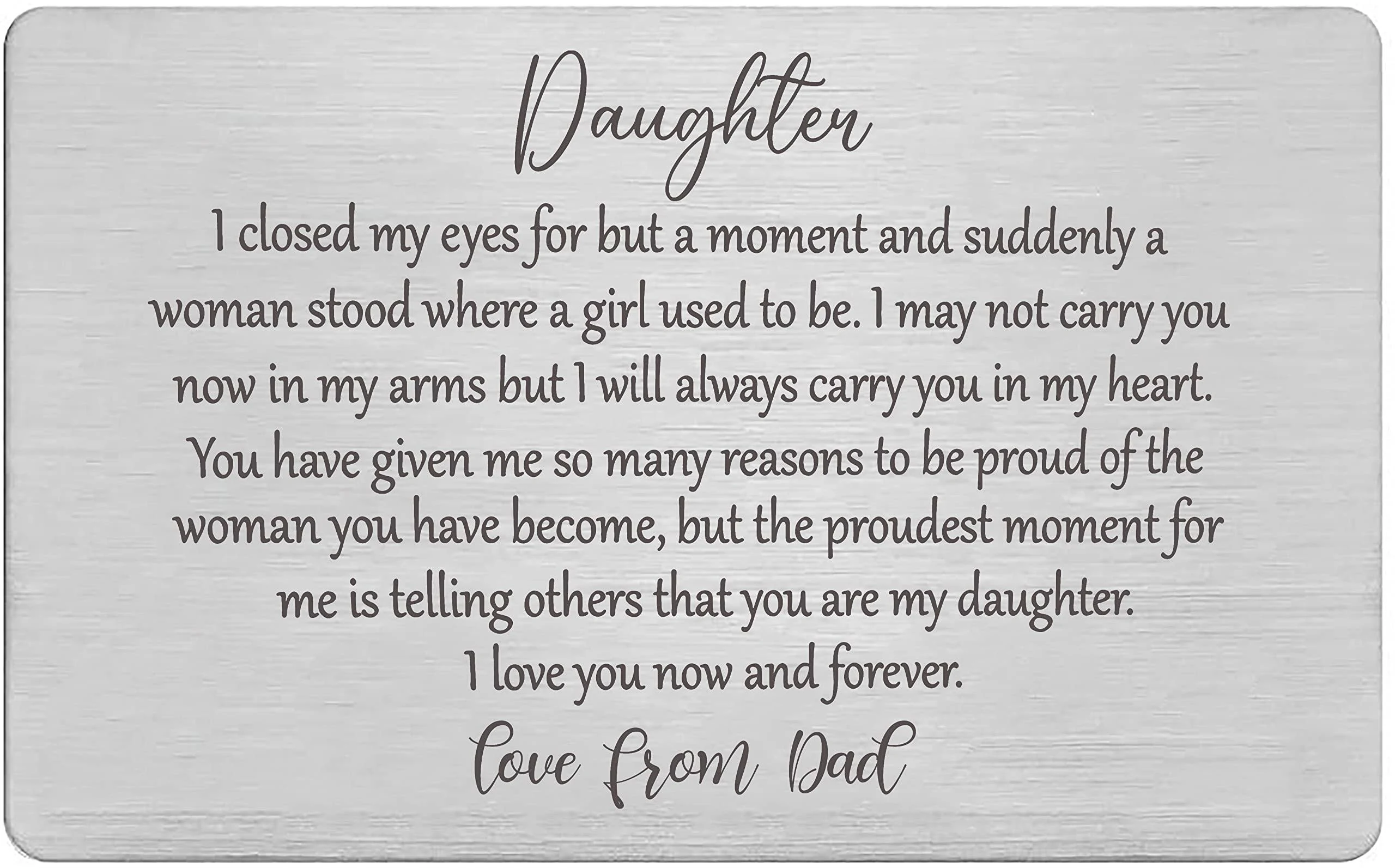 Sentimental Engraved Wallet Insert Card Decor Gift for Daughter From Dad-Prou...