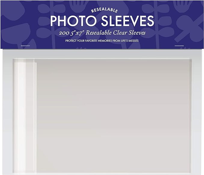 Jot & Mark 5x7 Photo Sleeves (200 Count) | Crystal Clear Archival Plastic Sleeves with Self Adhesive Resealable Flap