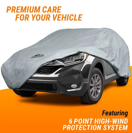 Armor All Heavy Duty Premium All-Weather SUV Car Cover by Season Guard; Max Protection from Sun Rain Wind & Snow for SUV or CUV up to 186" in Length; Indoor & Outdoor Covers, Grey (1270118SG)