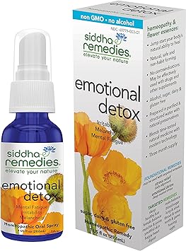 Siddha Remedies Emotional Detox Homeopathic Oral Spray for Melancholy, Irritability & Mental Fatigue | 100% Natural Homeopathic Medicine Remedy with 12 Flower Essences for Cleansing Mind